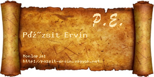 Pázsit Ervin névjegykártya