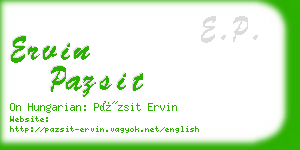 ervin pazsit business card